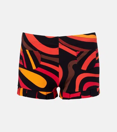 Pucci Marmo Jersey Shorts In Orange