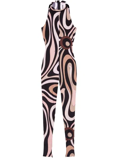 Pucci Women Marmo Print Lycra Jumpsuit In Black