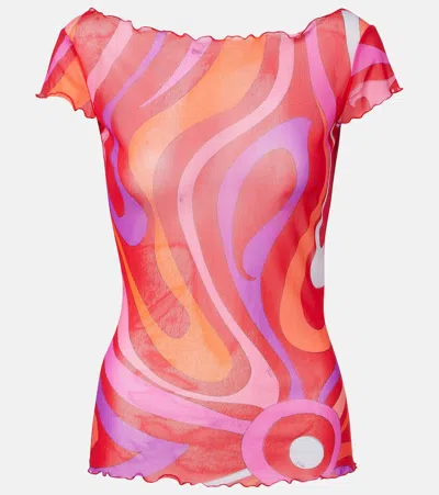 Pucci Marmo Mesh Top In Multi