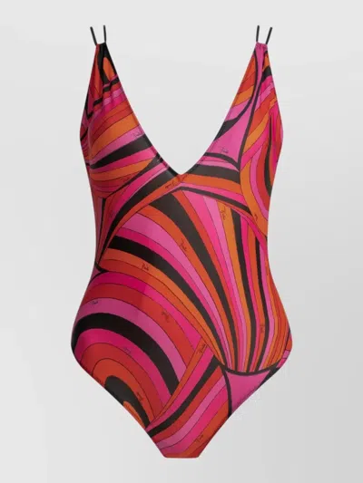 Pucci Marmo One Piece Swimsuit Cross Back In Multi