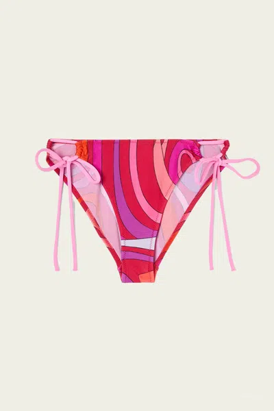 Pucci Marmo-print Ajustable Bikini Bottom In Corallo Fuxia In Multi