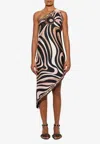 Pucci Marmo Print Asymmetrical Silk Twill Dress In Animal Print
