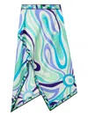Pucci Marmo-print Asymmetrical Midi Skirt In Green