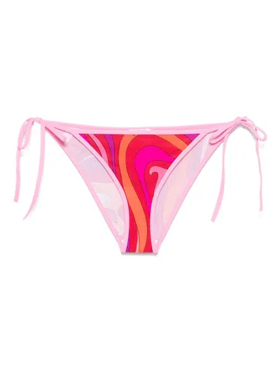 Pucci Marmo-print Bikini Bottoms In Pink