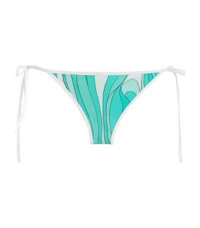 Pucci Marmo Print Bikini Bottoms In Blue