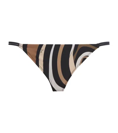 Pucci Marmo Print Bikini Bottoms In Brown