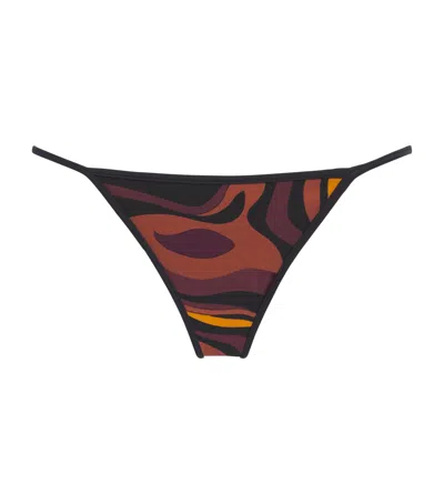 Pucci Marmo Print Bikini Bottoms In Orange