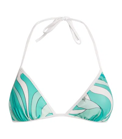 Pucci Marmo Print Bikini Top In Blue