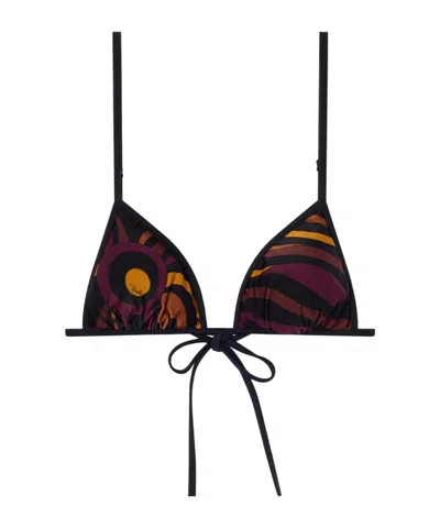 Pucci Marmo Print Bikini Top In Purple