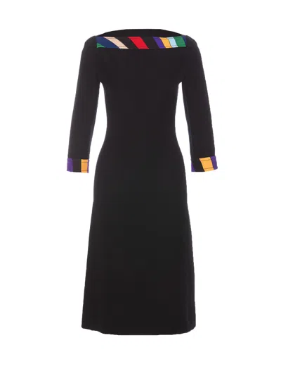Pucci Marmo Print Cady Midi Dress In Black
