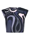 Pucci Marble-print Cropped T-shirt Clothing In Blue
