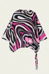 Pucci Marmo Print Cape Blouse In Nero Fuxia