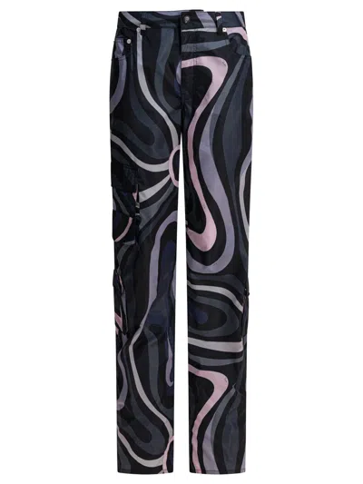 Pucci Marmo Print Cargo Pants In Black