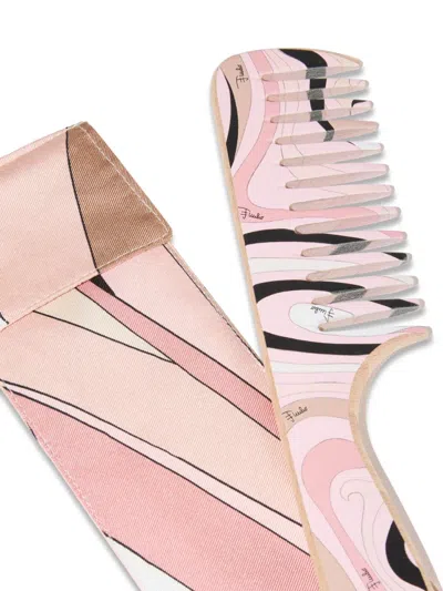 Pucci Marmo-print Comb Set In Pink