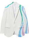 Pucci Marmo-print Cotton-blend Blazer In White