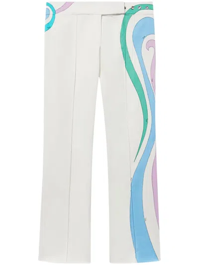Pucci Marmo-print Cotton-blend Trousers In White