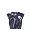 Pucci Marble-print Cropped T-shirt Clothing In Blue