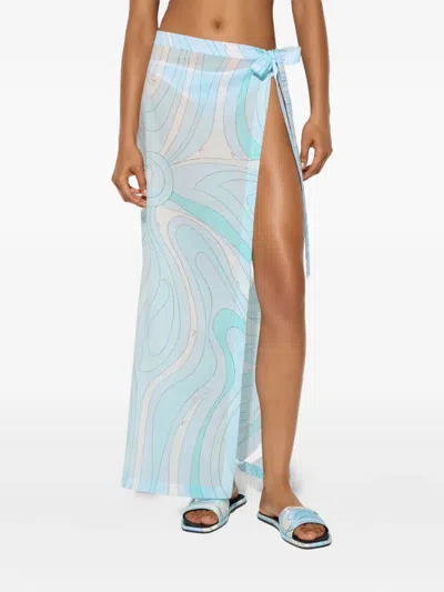Pucci Marmo-print Cover-up In Blue