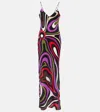 Pucci Marmo-print Maxi Silk Dress In Multicoloured