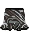 Pucci Marmo-print Crepe Peplum Mini Skirt In Black