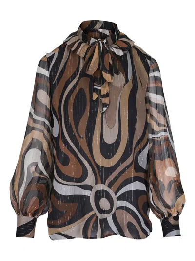 Pucci Marmo Print Creponne Blouse In Multicolour
