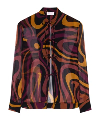 Pucci Marmo Print Creponne Shirt In Animal Print