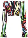 Pucci Marmo-print Crop Top In Black