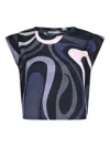 Pucci Marble-print Cropped T-shirt Clothing In Multi