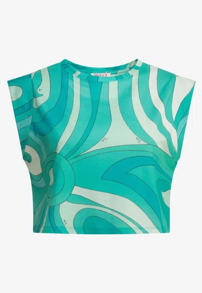Pucci Marmo Abstract Cropped Top In Multi