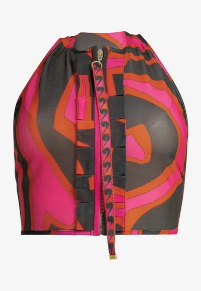 Pucci Marmo Print Cropped Top In Multi