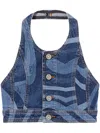 Pucci Cropped-top Mit Marmo-print In Blau