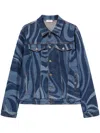 Pucci Marmo-print Denim Jacket In Blue