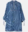 Pucci Marmo-print Denim Kaftan Dress In Blue