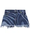 Pucci Marmo-print Denim Shorts In Blue