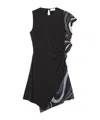 Pucci Marmo Print Drape Sleeveless Dress In Black