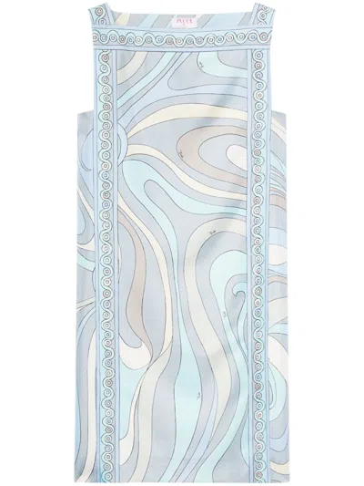 Pucci Marmo-print Dress In Blue