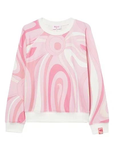 Pucci Marmo-print Fleece Sweatshirt In 粉色
