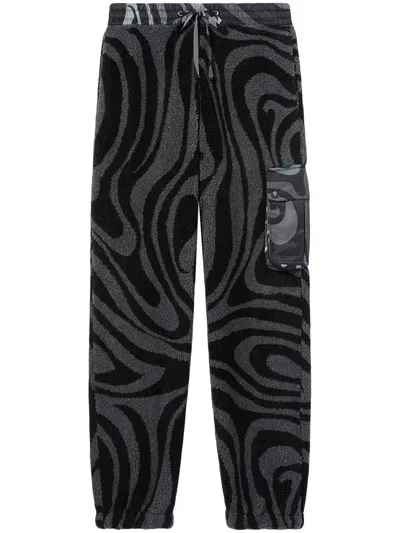 Pucci Marmo-print Fleece Track Pant In Black