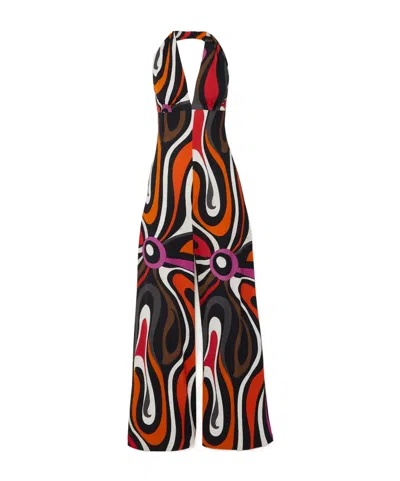 Pucci Marmo-print Halterneck Jumpsuit In Multi