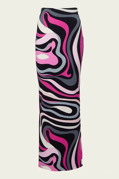 Pucci Marmo-print High-waist Skirt In Nero Fuxia In Black