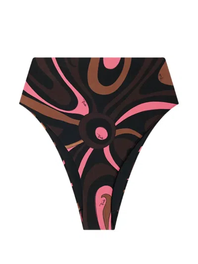 Pucci Marmo Print High-waisted Bikini Bottom In Multi