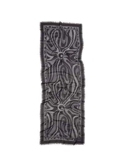 Pucci Marmo-print Jacquard Scarf In Black