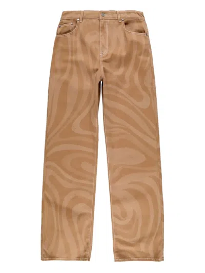 Pucci Marmo Print Jeans In Brown