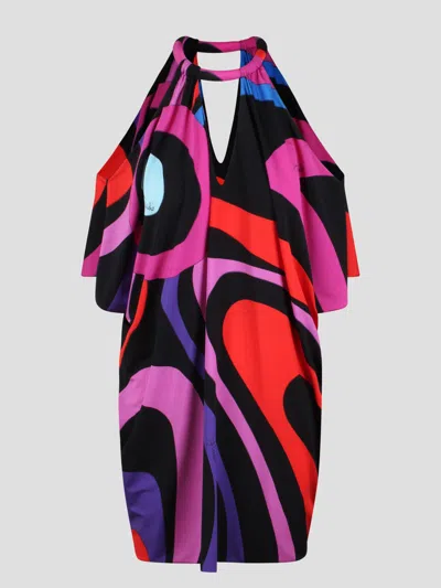 Pucci Marmo-print Jersey Dress In Red