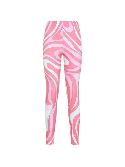 Pucci Marmo Print Leggings In Pink