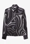 Pucci Marmo Print Long-sleeved Shirt In Black