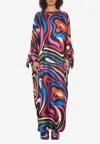 Pucci Marmo Print Maxi Kaftan Dress In Multicolor