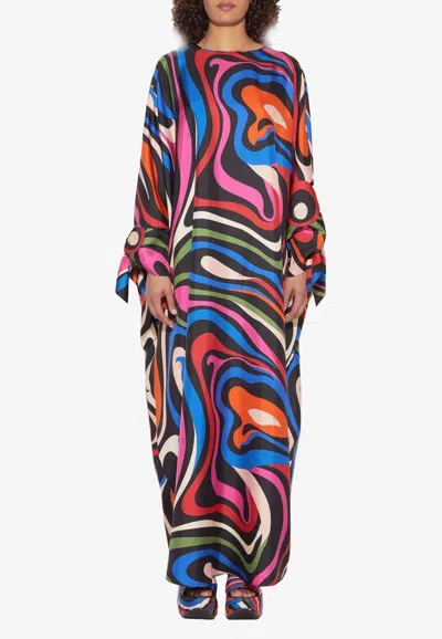 PUCCI MARMO PRINT MAXI KAFTAN DRESS