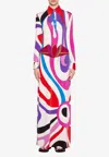 Pucci Marmo Print Maxi Shirt Dress In Multicolor