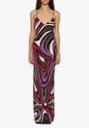 Pucci Marmo-print Maxi Silk Dress In Multicolor